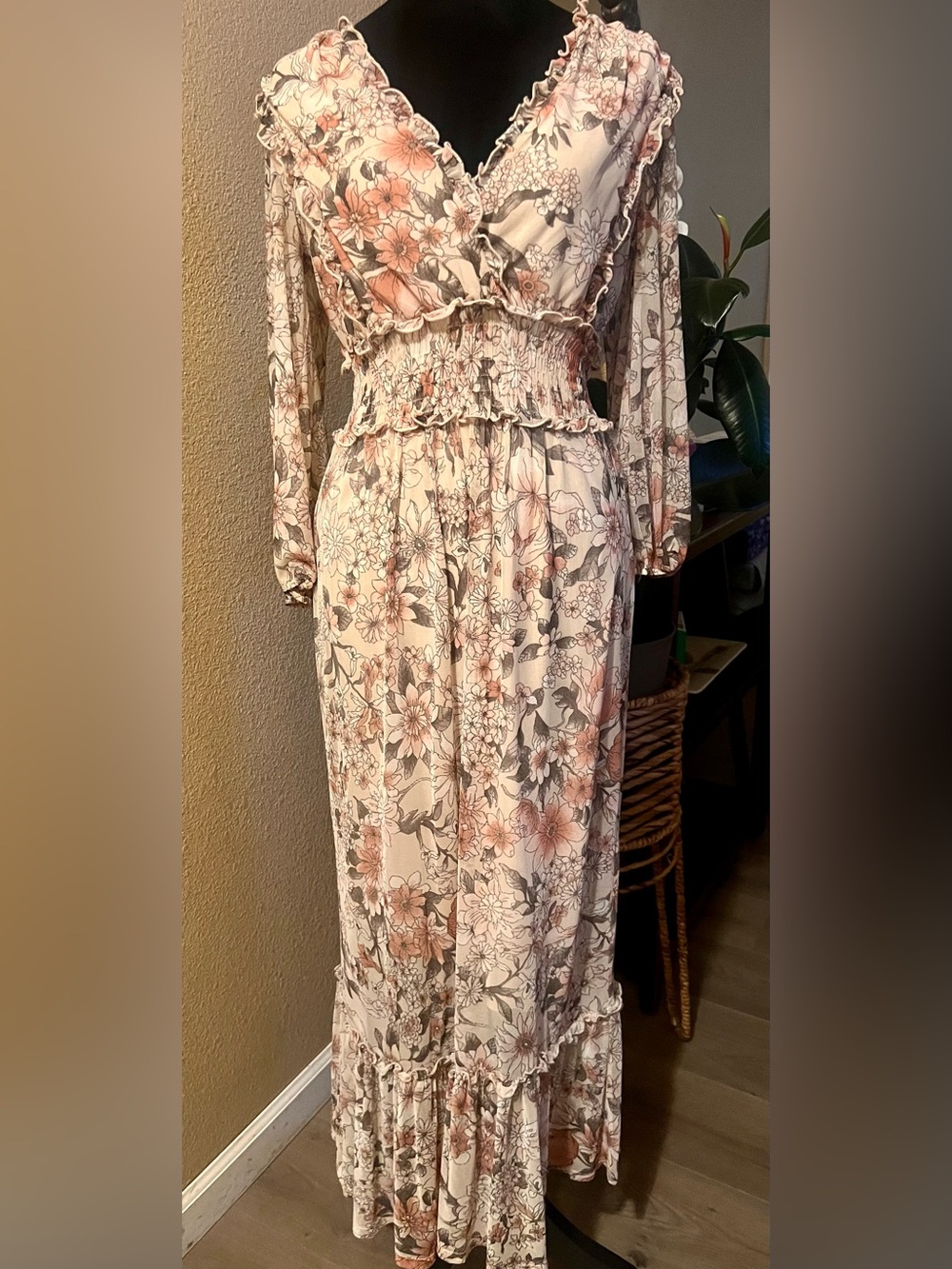 Kate & Lily long-sleeve bohemian floral maxi dress